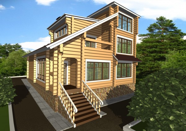 Р-223. Проект деревянного дома из лафета с башней -      35 000 р.