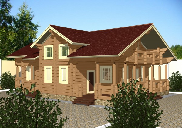 Р-226. Проект деревянного дома из лафета на большую семью - 36 000 р.