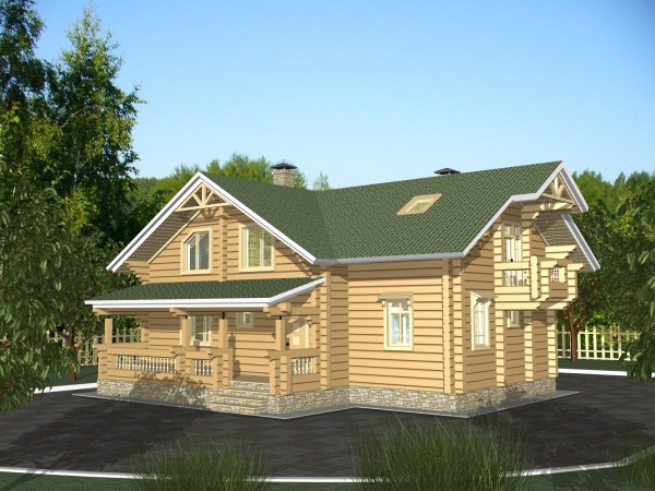 Р-231. Проект деревянного дома с баней - 35 000 р.
